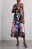 Mindscape printed duchesse-satin midi dress