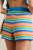 Over The Rainbow striped crocheted cotton shorts