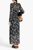 Calista shirred metallic floral-print chiffon maxi dress