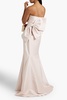 Strapless bow-detailed faille gown