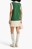 Pleated pointelle-knit mini skirt