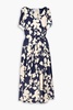 Cape-effect ruffled floral-print silk-crepe midi dress