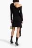 One-shoulder draped jersey mini dress