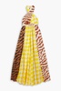 Printed cotton-voile halterneck maxi dress