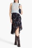 Asymmetric paisley-print silk-georgette midi skirt