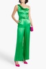 Vera draped silk-satin wide-leg jumpsuit