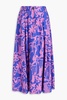 Tulay pleated printed hemp midi skirt