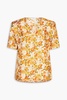 Floral-print silk-twill blouse