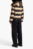 Dazzle quilted striped shell hooded down ski jacket