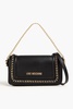 Chain-embellished faux pebbled-leather cross-body bag