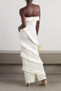 Strapless fringed crocheted maxi dress