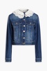 Broderie anglaise-trimmed denim jacket