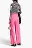 Crystal-embellished pleated wool-blend straight-leg pants