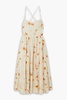 Open-back floral-print cotton and silk-blend midi dress