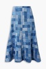 Patchwork denim maxi skirt