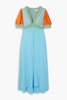 Lea smocked color-block crepe midi dress