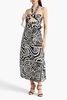 Paula two-tone printed TENCEL™ and linen-blend midi wrap dress