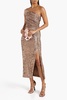 Zay one-shoulder ruched sequined jersey midi dress