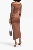 One-shoulder ruched stretch-jersey midi dress