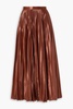 Sif pleated-lamé maxi skirt