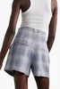 Alicia pleated checked linen shorts