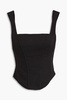 Cotton-blend twill bustier top