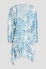 Ruffled printed voile mini wrap dress