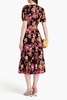 Lindy pleated floral-print midi dress