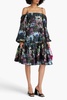 Zora cold-shoulder floral-print cloqué dress