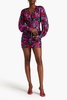 Carissa ruched floral-jacquard mini dress