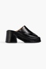 Retro crinkled patent-leather platform mules