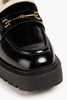 Laurs faux glossed-leather loafers