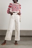 Beso cropped striped crocheted cotton sweater