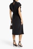 Karina cutout washed-silk midi wrap dress