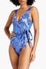 Wrap-effect paisley-print swimsuit