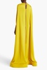 Parvina cape-effect draped silk-satin gown