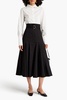 Belted cotton-blend twill midi skirt