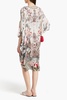 Embellished printed silk crepe de chine dress