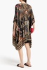 Embellished printed silk crepe de chine kaftan