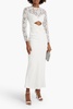 Cutout corded lace-paneled crepe maxi dress