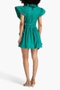 Ruffled pintucked taffeta mini dress