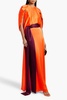 Milena cape-effect silk-satin gown