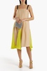 Silk-paneled two-tone wool and mohair-blend midi dress