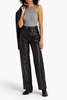 Leather straight-leg pants