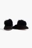 Foxy pompom-embellished shearling-lined suede slippers