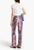 Tiger-print high-rise wide-leg jeans