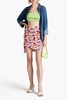 Ruched floral-print jersey mini skirt