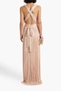 Rayana pleated crochet-knit silk gown