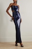 Ava strapless cutout sequined satin gown