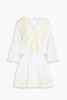 Martina embroidered cotton and linen-blend mini dress